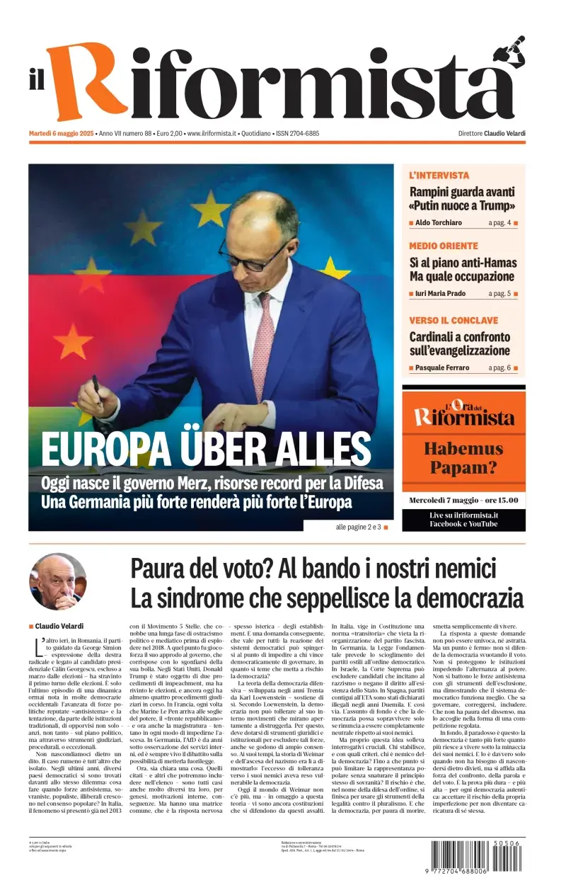 Prima-pagina-il-riformista-edizione-del-6-Maggio-2025