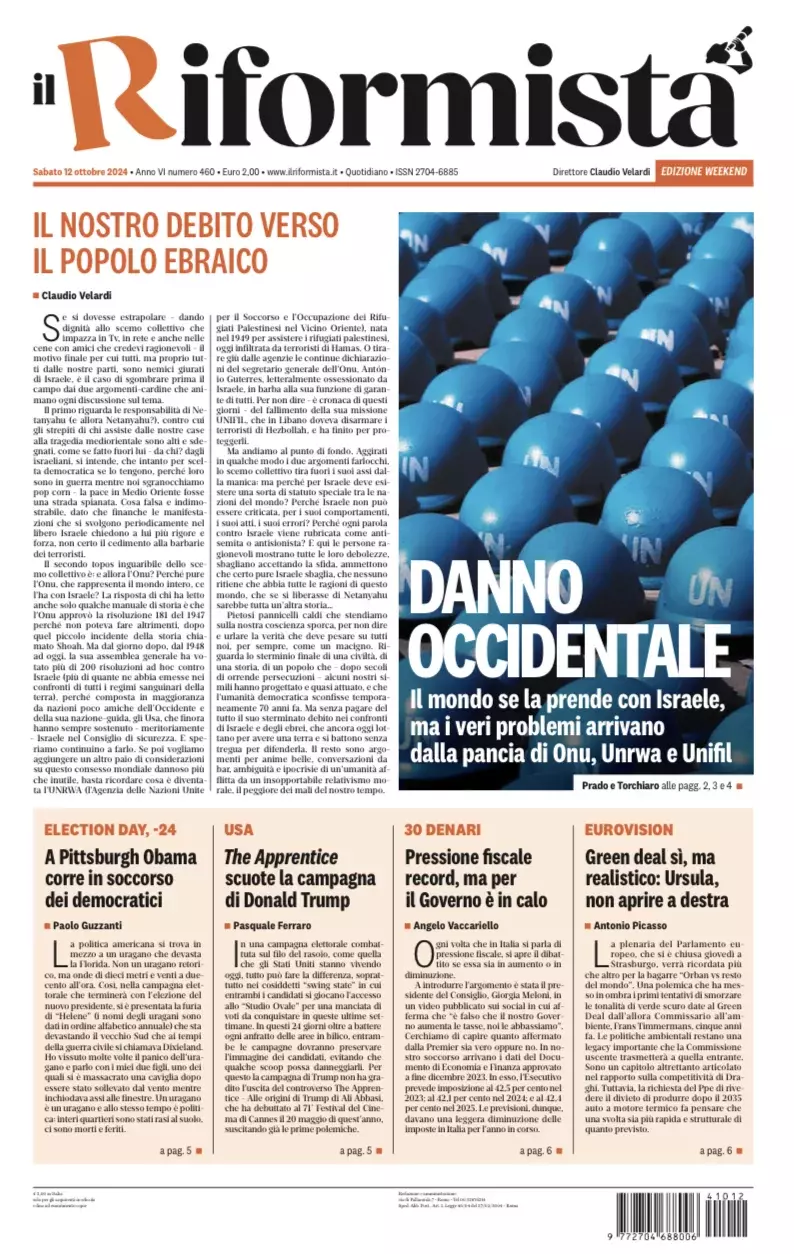 Prima-pagina-il-riformista-edizione-del-12-Ottobre-2024