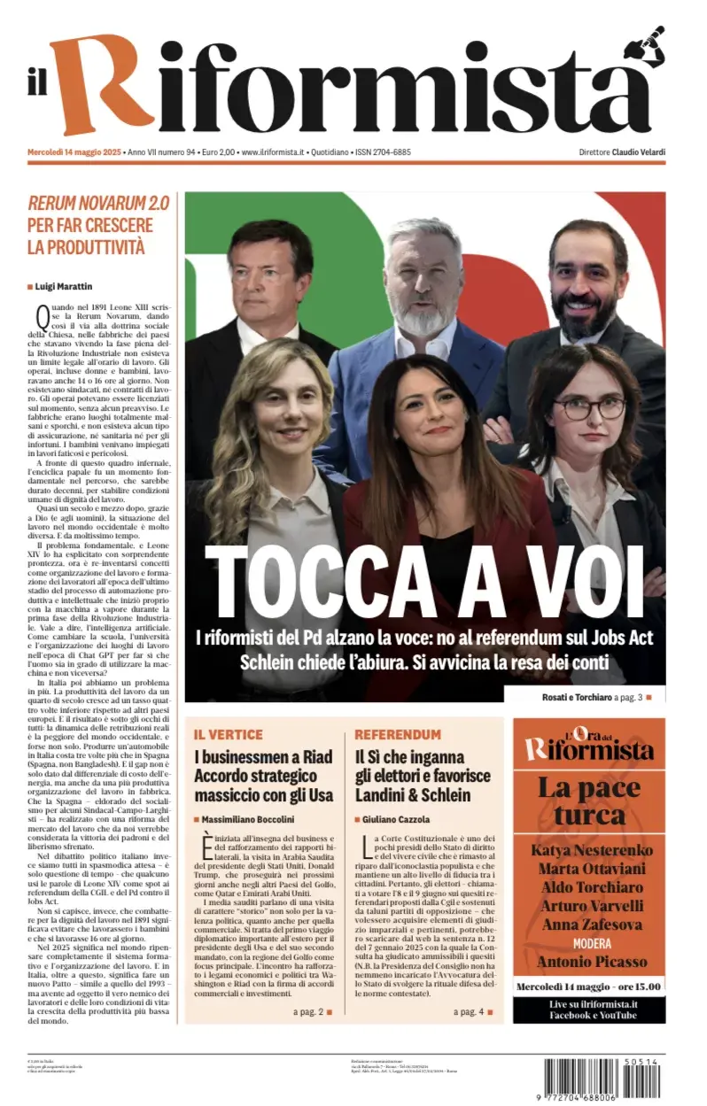 Prima-pagina-il-riformista-edizione-del-14-Maggio-2025