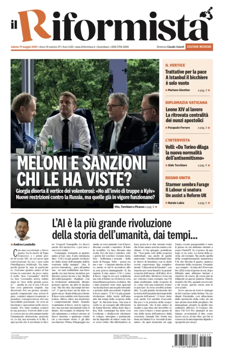 Prima-pagina-il-riformista-edizione-del-17-Maggio-2025
