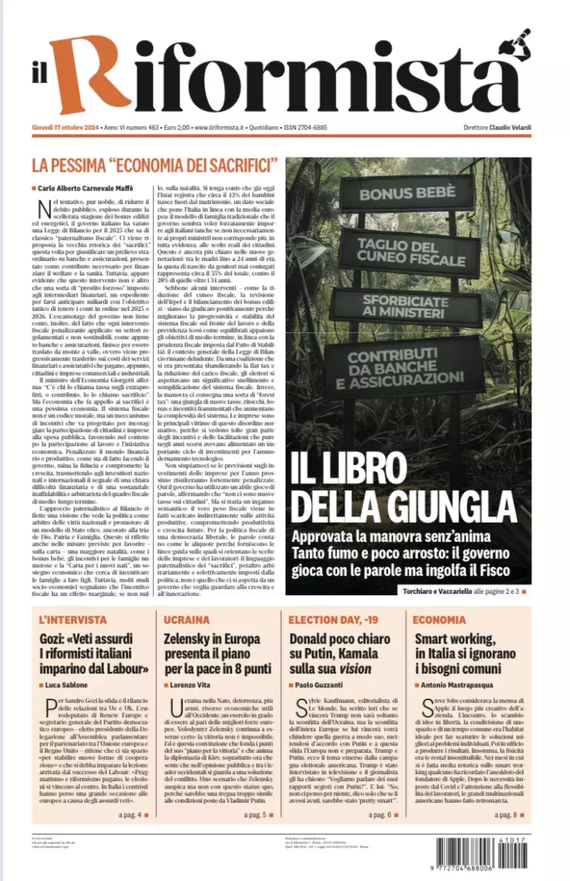 Prima-pagina-il-riformista-edizione-del-17-Ottobre-2024