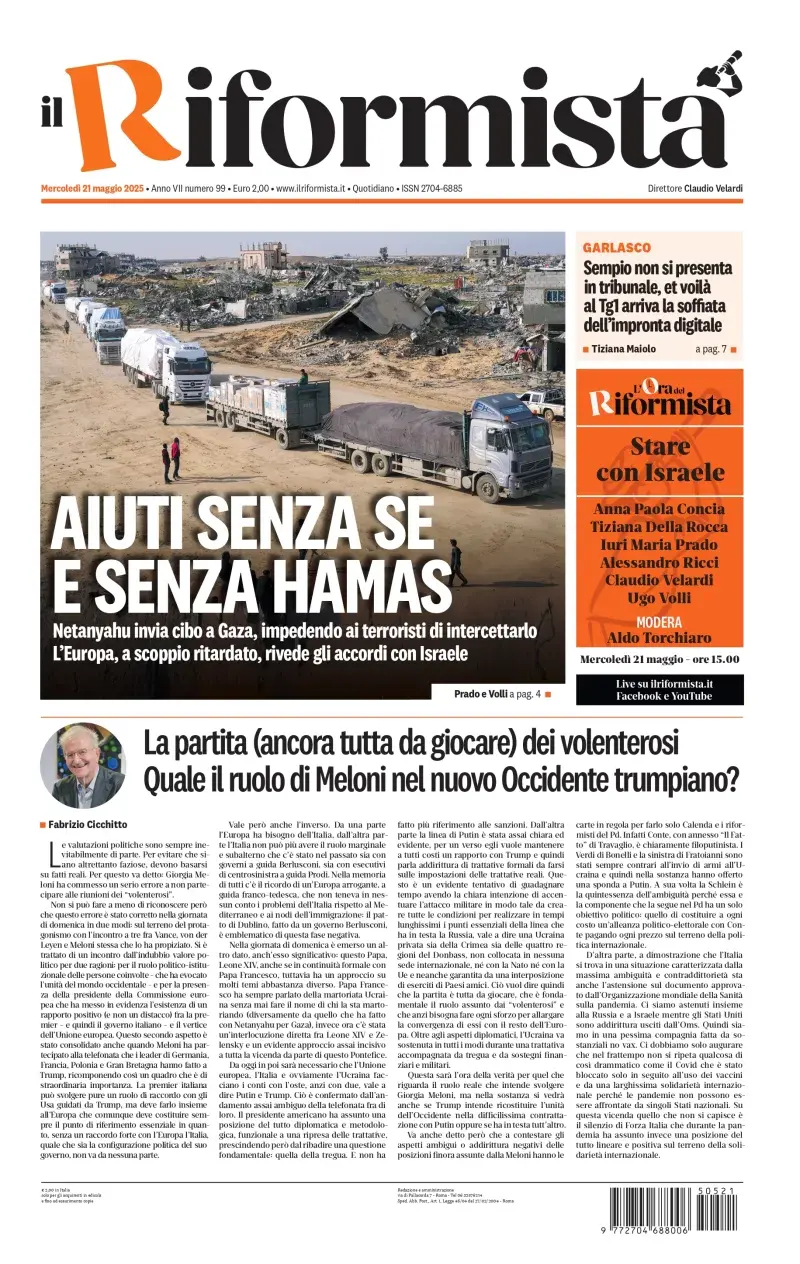 Prima-pagina-il-riformista-edizione-del-21-Maggio-2025