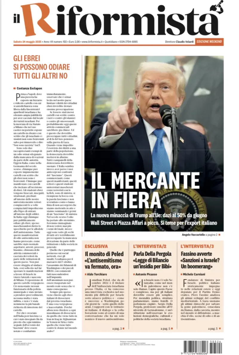 Prima-pagina-il-riformista-edizione-del-24-Maggio-2025