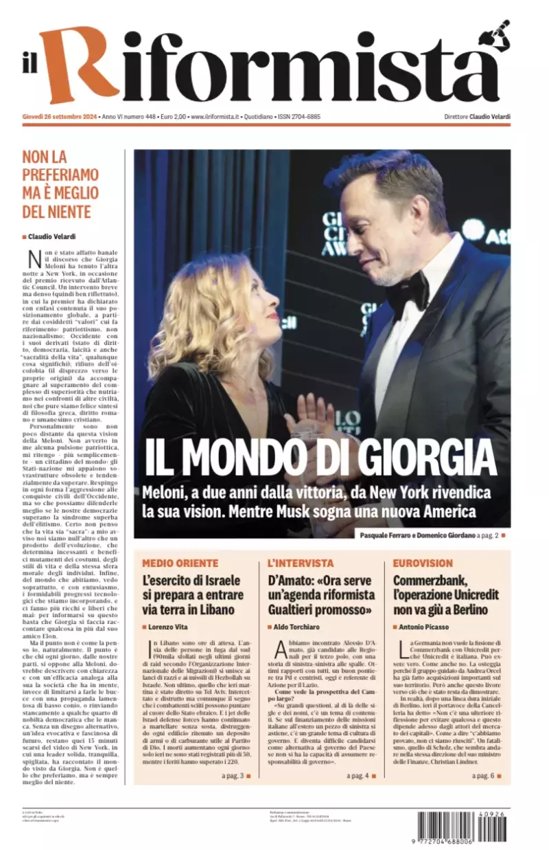 Prima-pagina-il-riformista-edizione-del-26-Settembre-2024