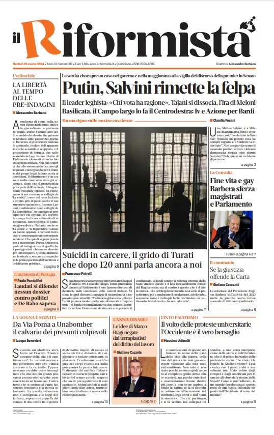 Prima-pagina-il-riformista-edizione-di-oggi-19-03-2024