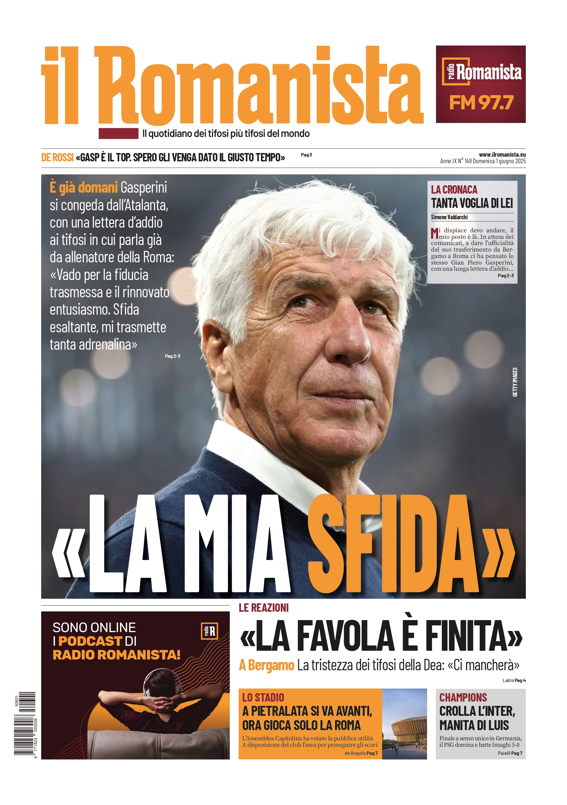Prima-pagina-Il-Romanista-edizione-di-oggi-01-06-2025