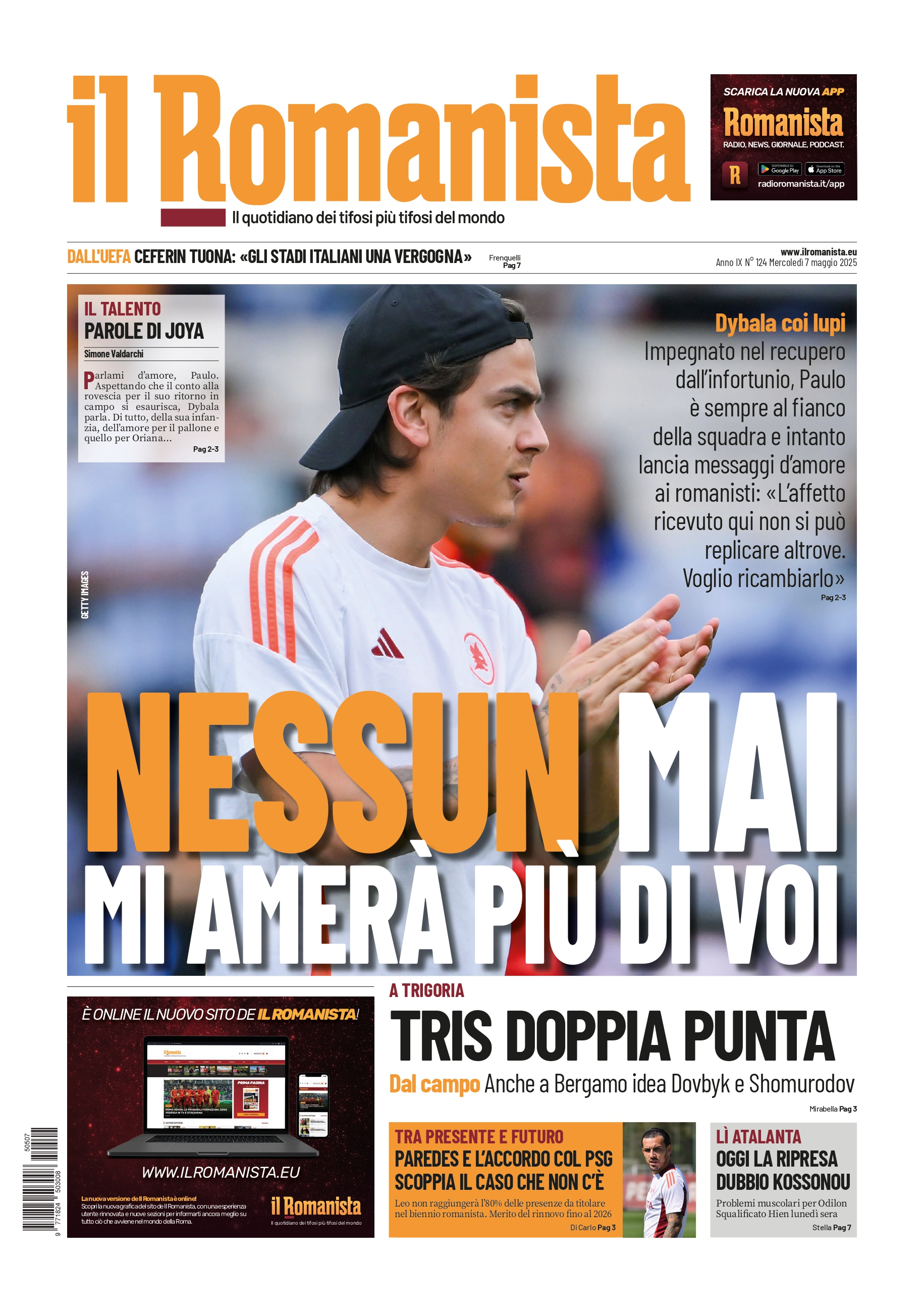 Prima-pagina-Il-Romanista-edizione-di-oggi-07-05-2025