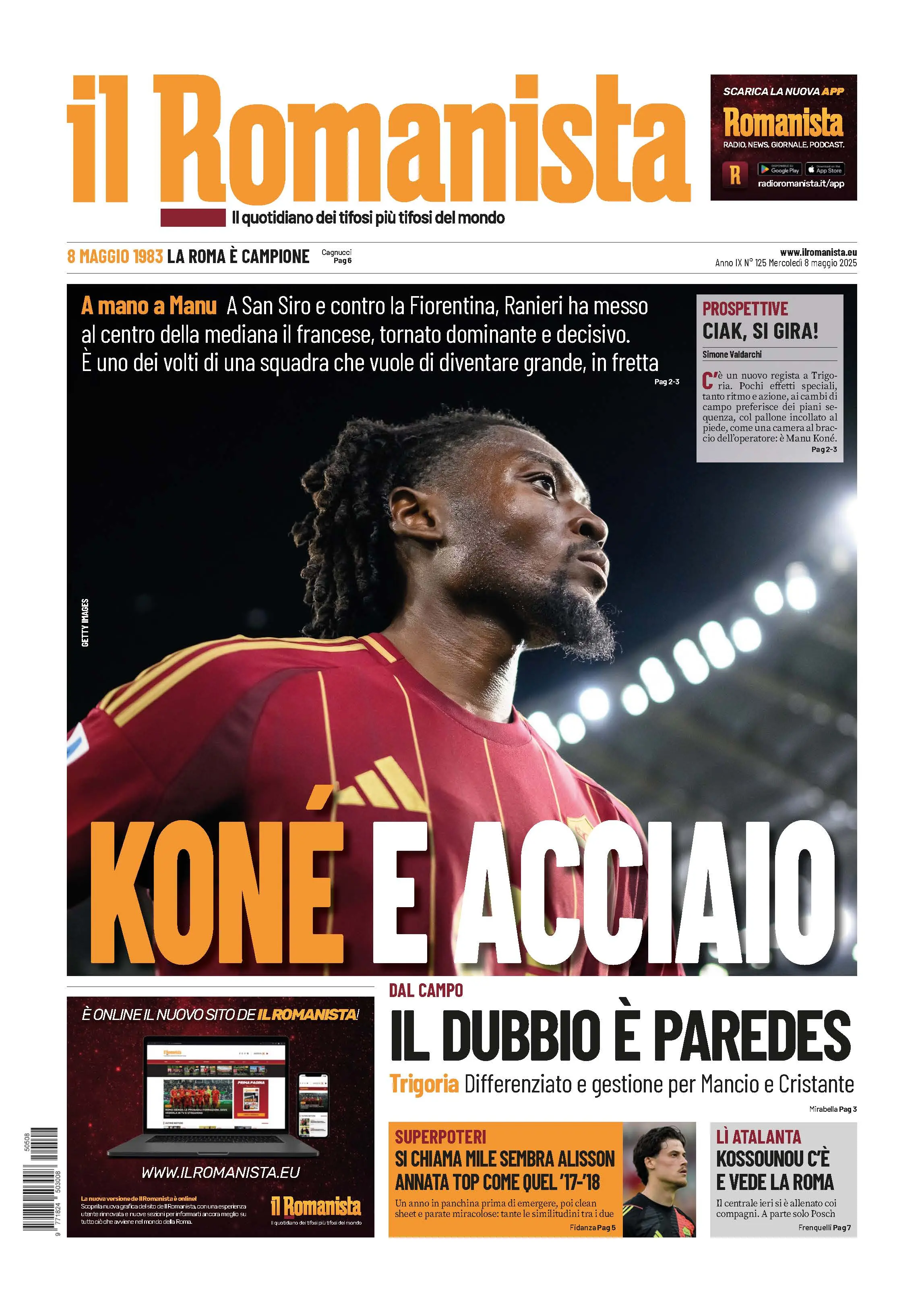 Prima-pagina-Il-Romanista-edizione-di-oggi-08-05-2025