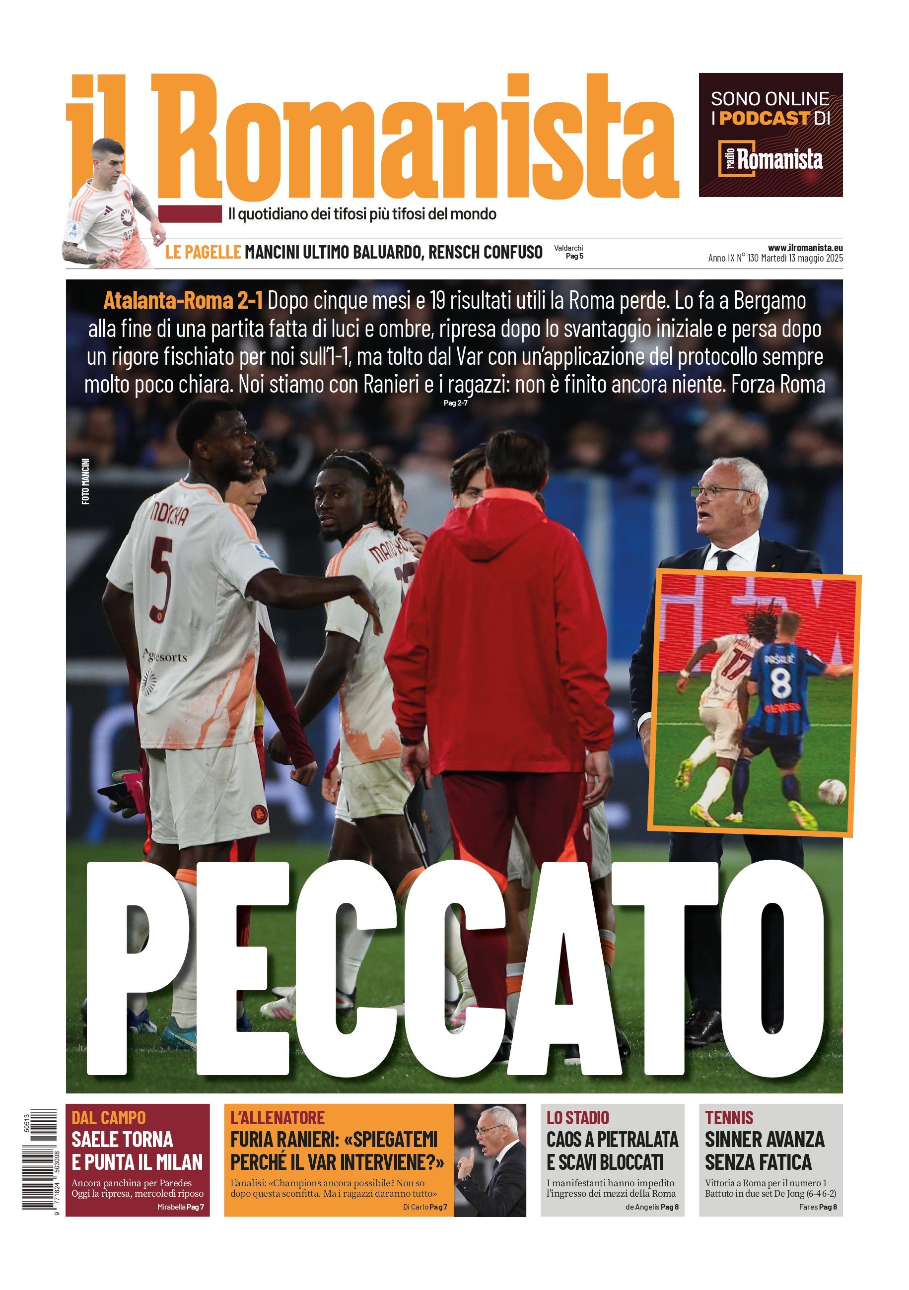 Prima-pagina-Il-Romanista-edizione-di-oggi-13-05-2025