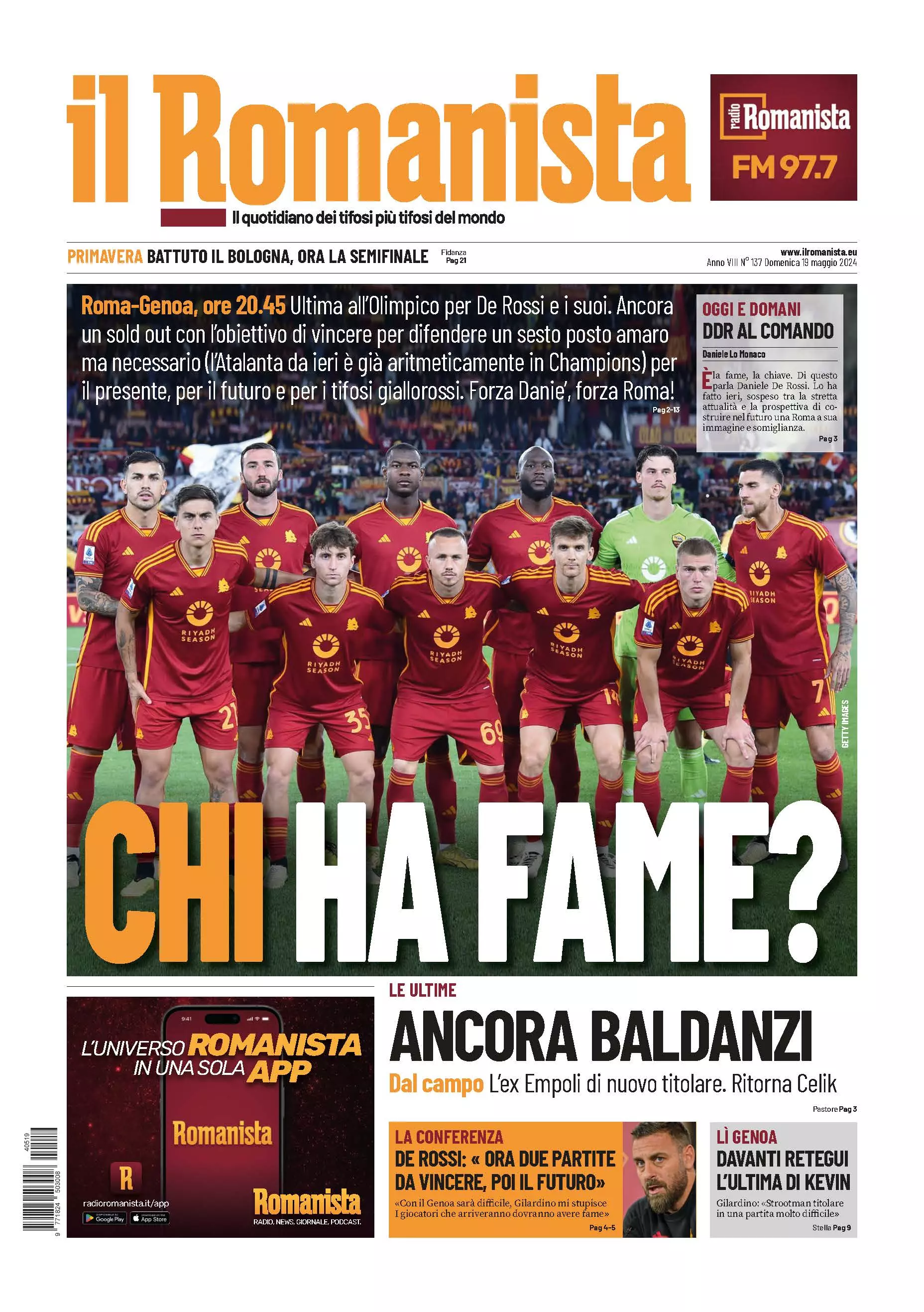 Prima-pagina-Il-Romanista-edizione-di-oggi-19-05-2024