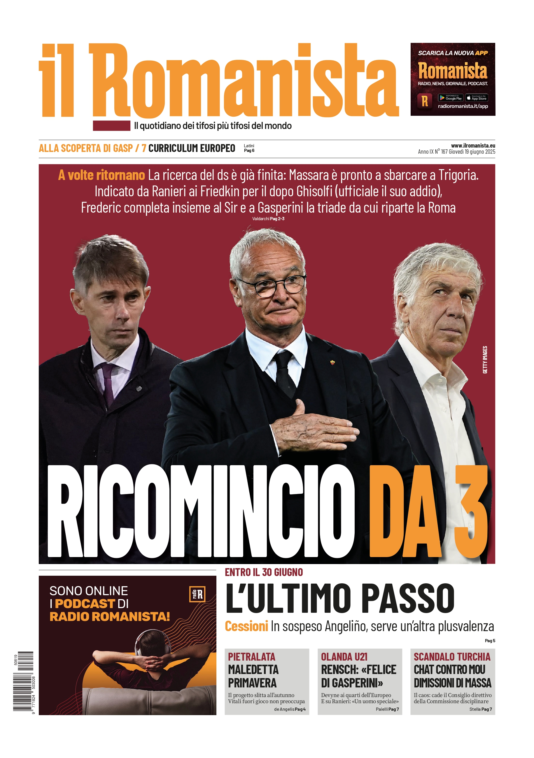 Prima-pagina-Il-Romanista-edizione-di-oggi-19-06-2025