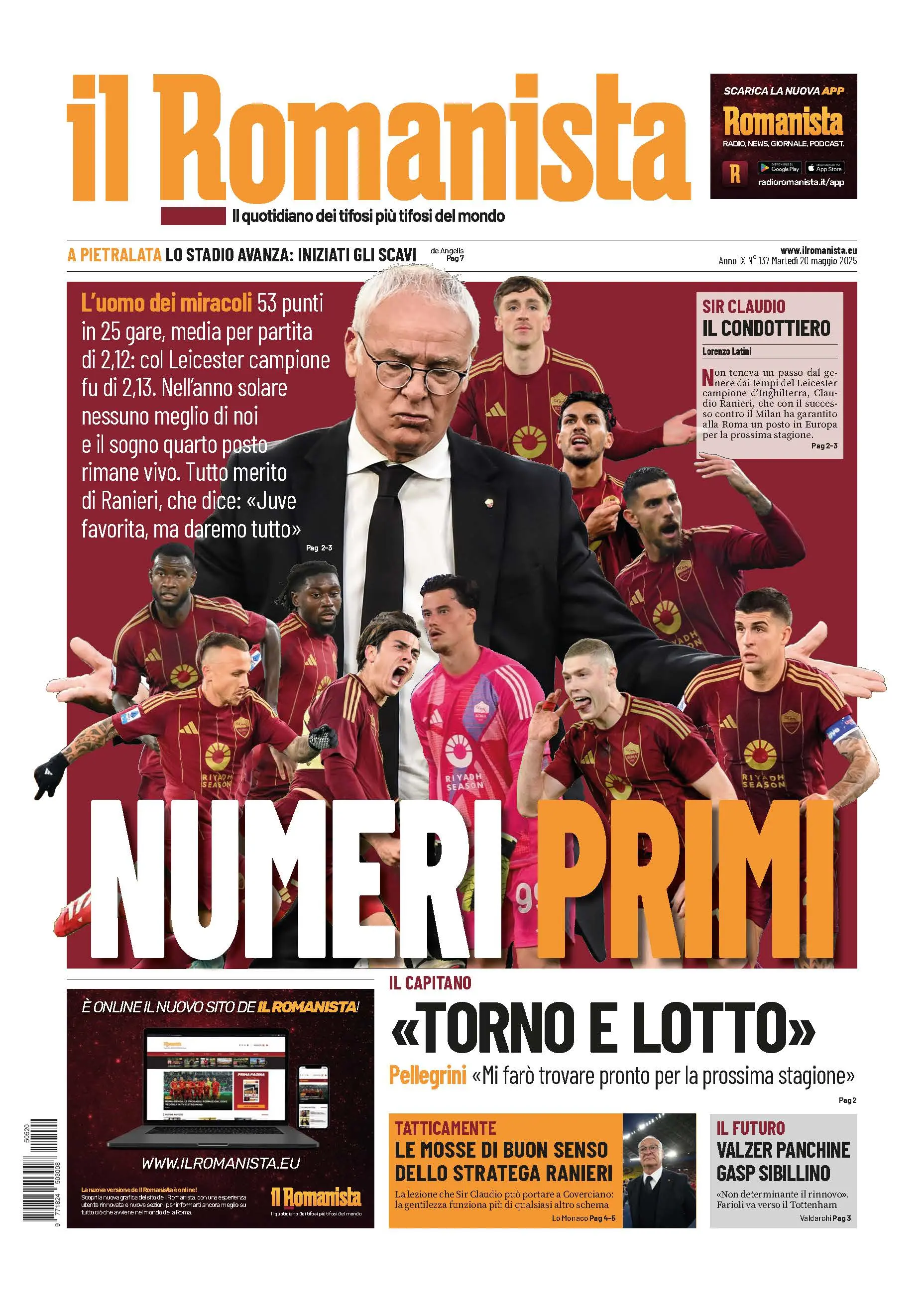 Prima-pagina-Il-Romanista-edizione-di-oggi-20-05-2025