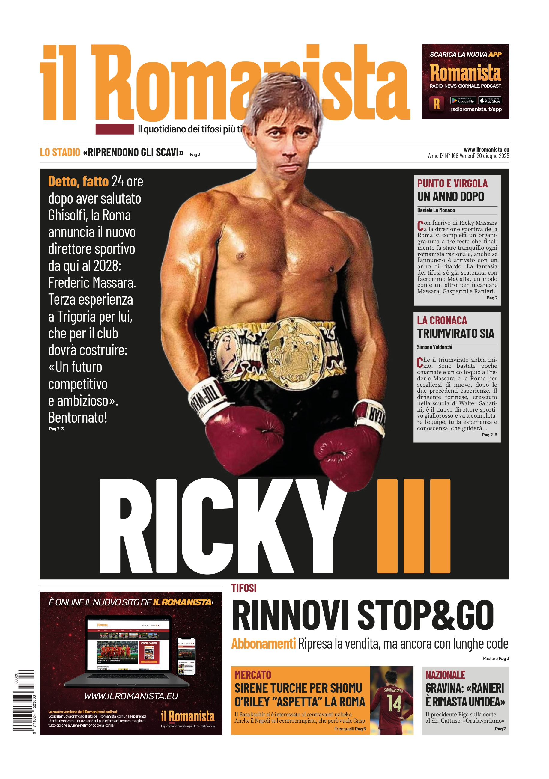 Prima-pagina-Il-Romanista-edizione-di-oggi-20-06-2025