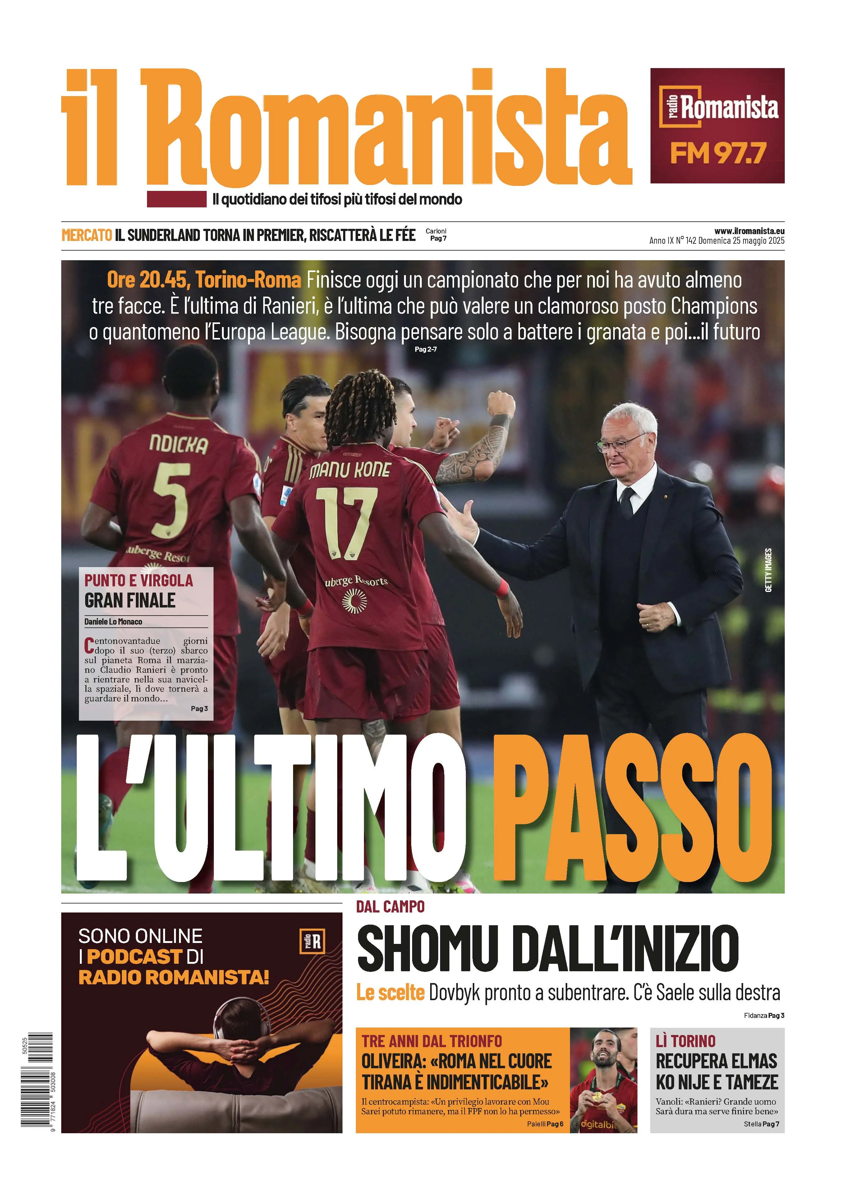Prima-pagina-Il-Romanista-edizione-di-oggi-25-05-2025