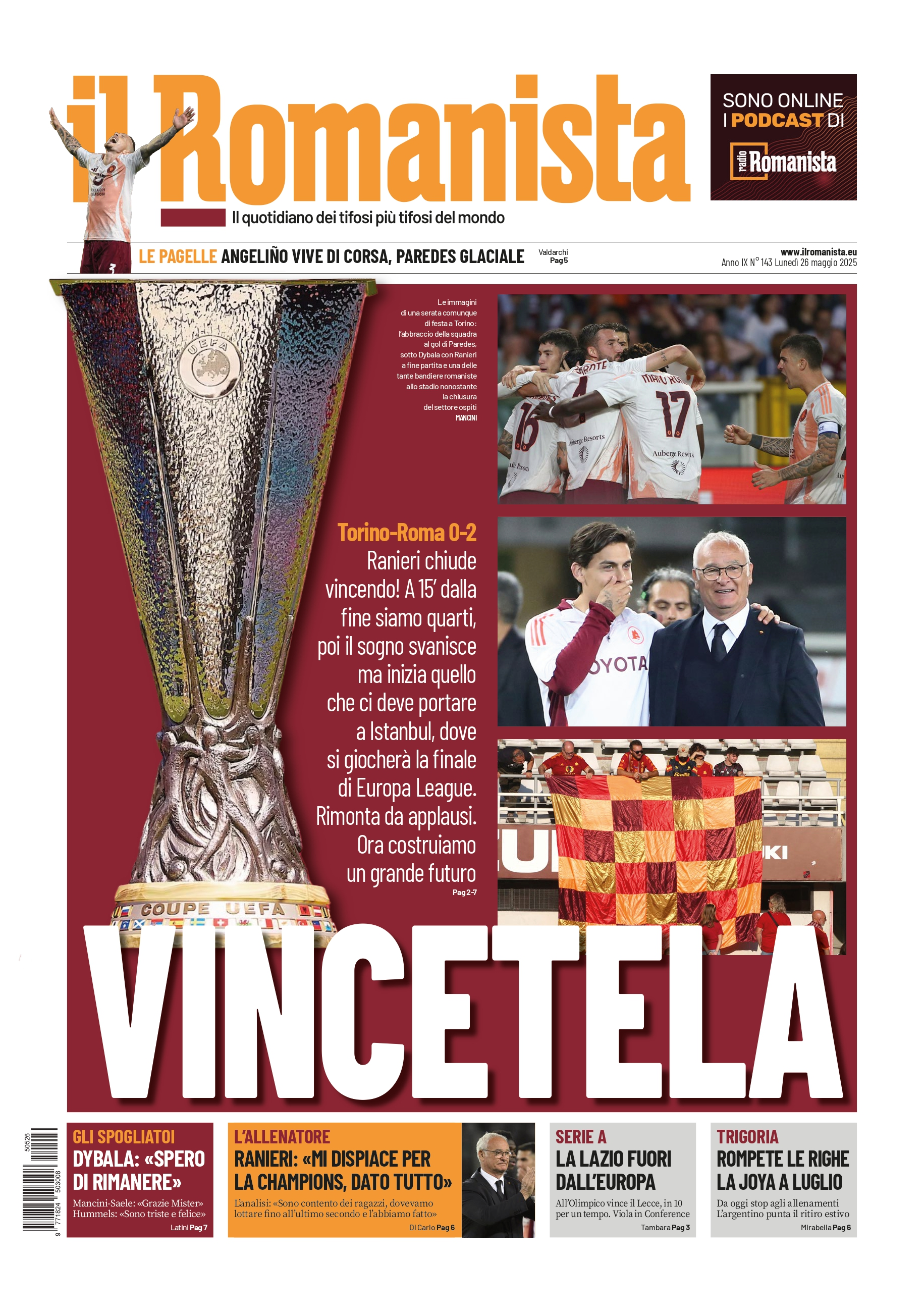 Prima-pagina-Il-Romanista-edizione-di-oggi-26-05-2025