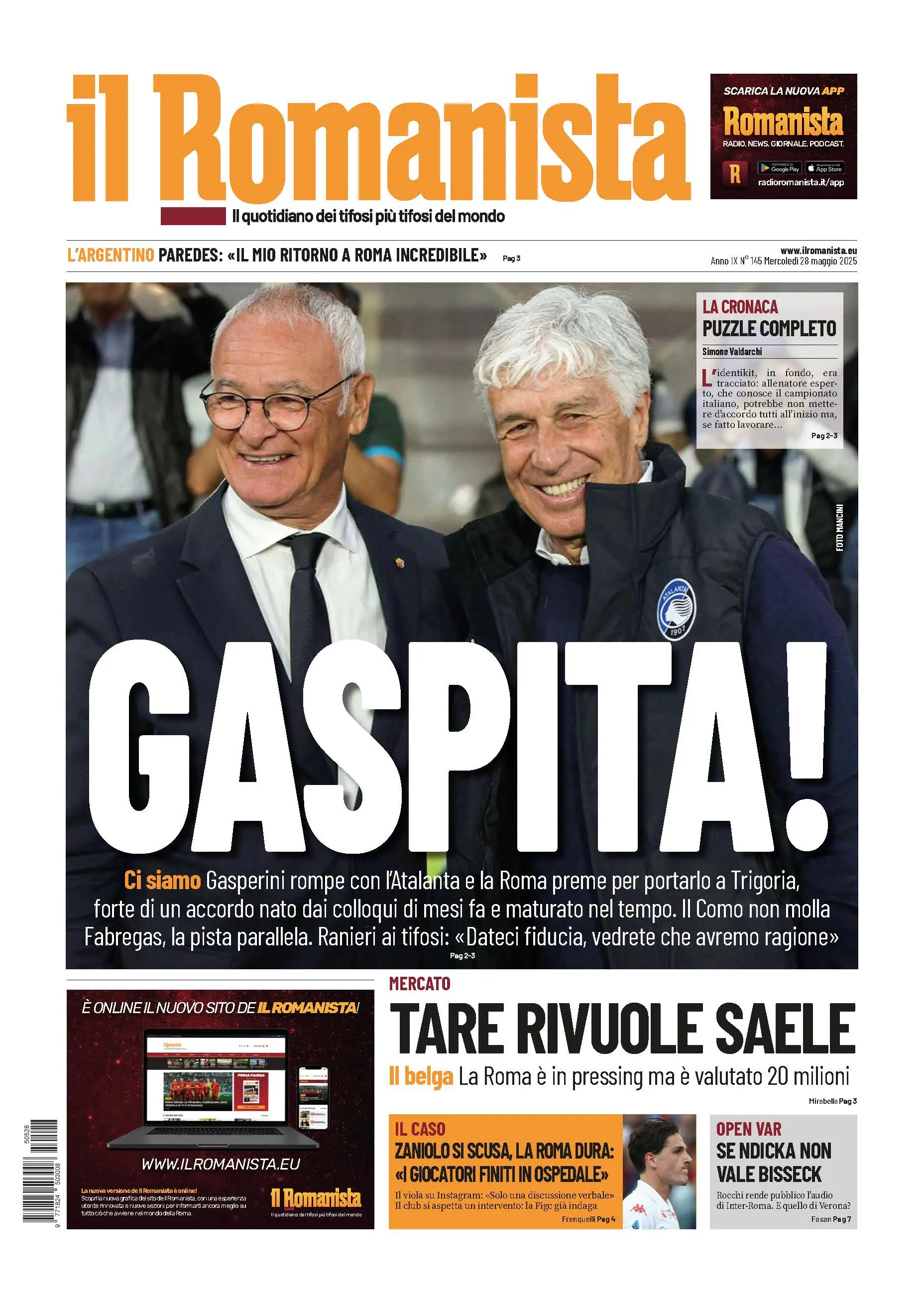 Prima-pagina-Il-Romanista-edizione-di-oggi-28-05-2025