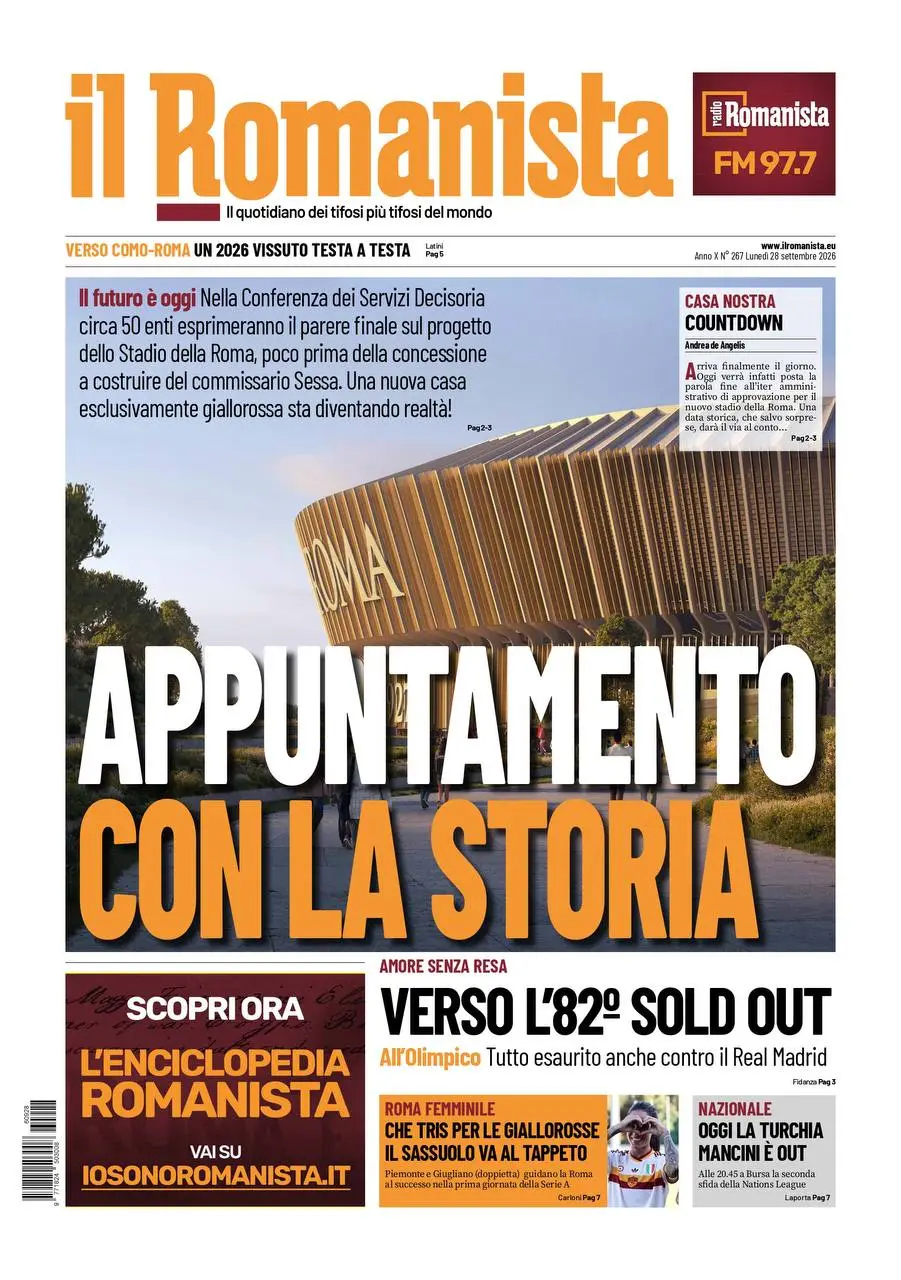 Prima-pagina-Il-Romanista-edizione-di-oggi-28-09-2026