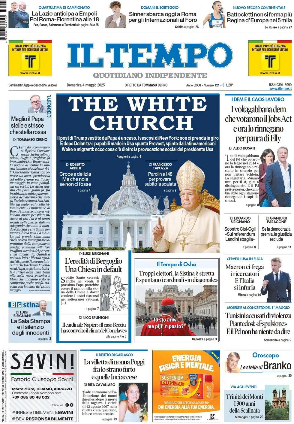 Prima-pagina-il-tempo-edizione-di-oggi-04-05-2025