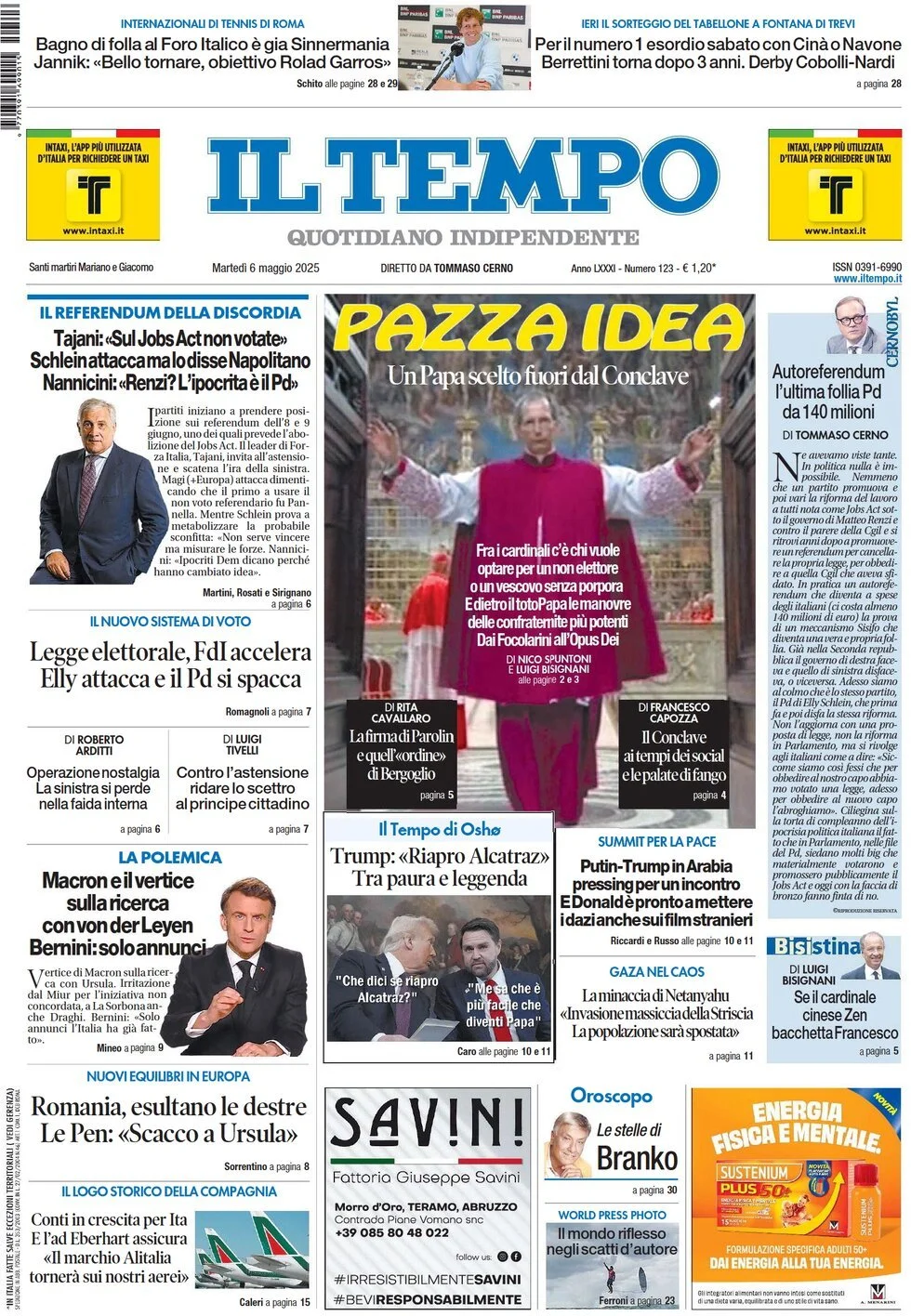 Prima-pagina-il-tempo-edizione-di-oggi-06-05-2025