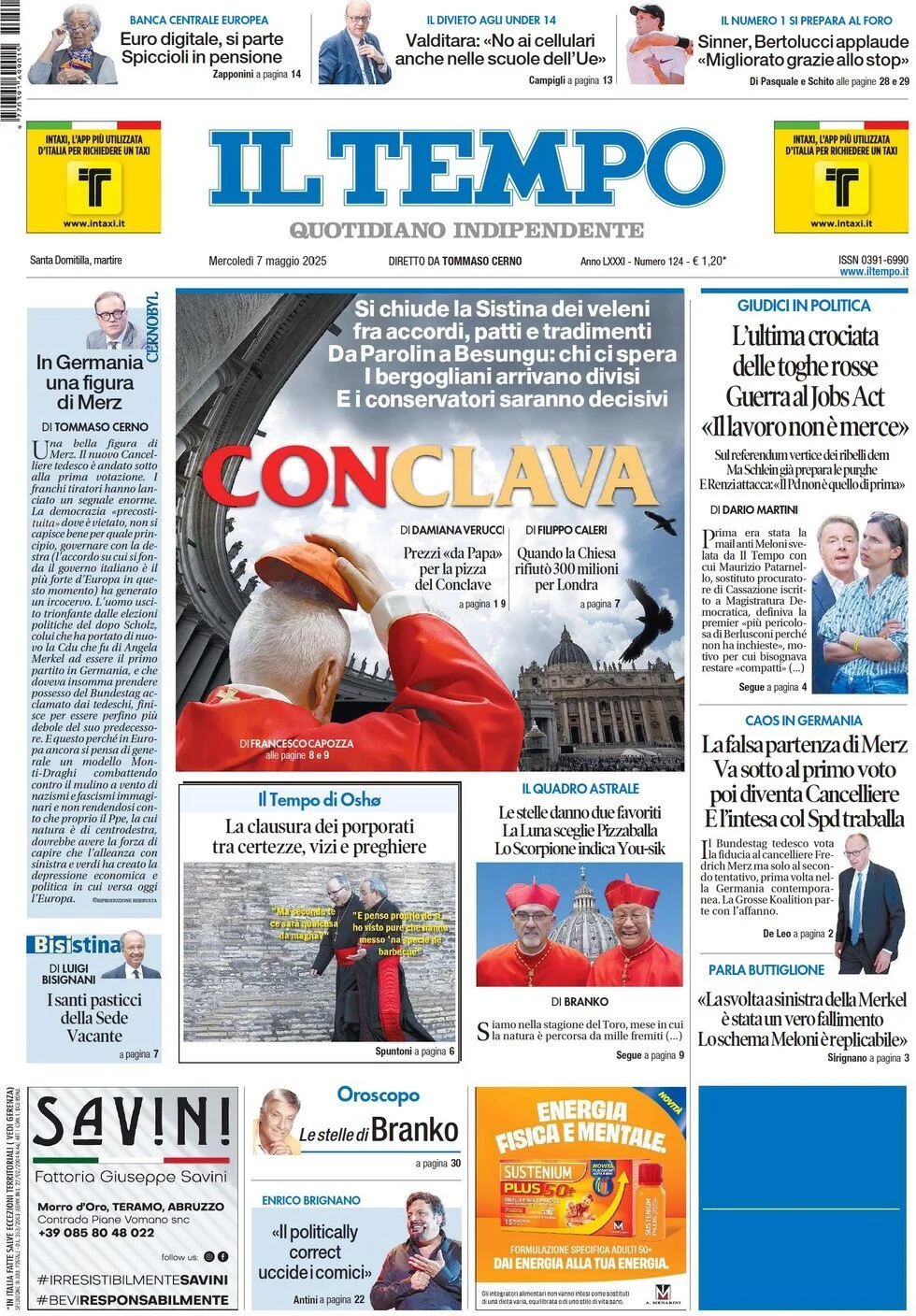 Prima-pagina-il-tempo-edizione-di-oggi-07-05-2025