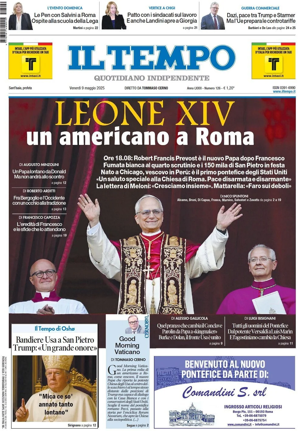 Prima-pagina-il-tempo-edizione-di-oggi-09-05-2025