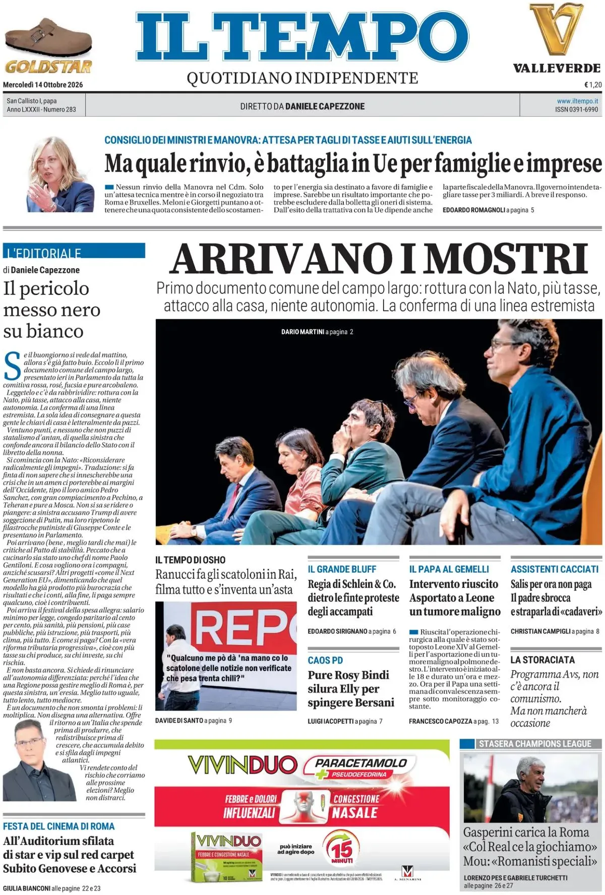 Prima-pagina-il-tempo-edizione-di-oggi-14-10-2026