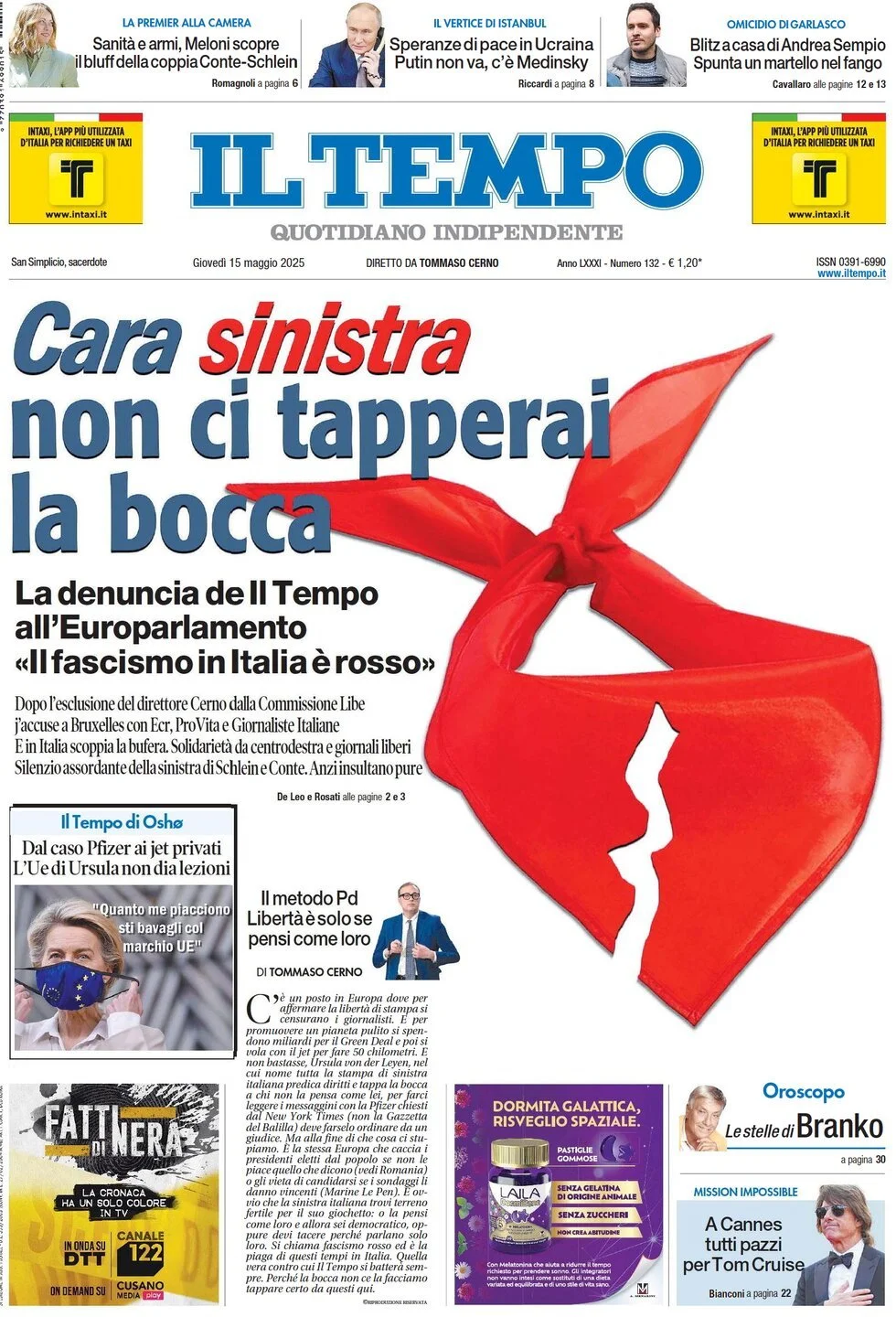 Prima-pagina-il-tempo-edizione-di-oggi-15-05-2025