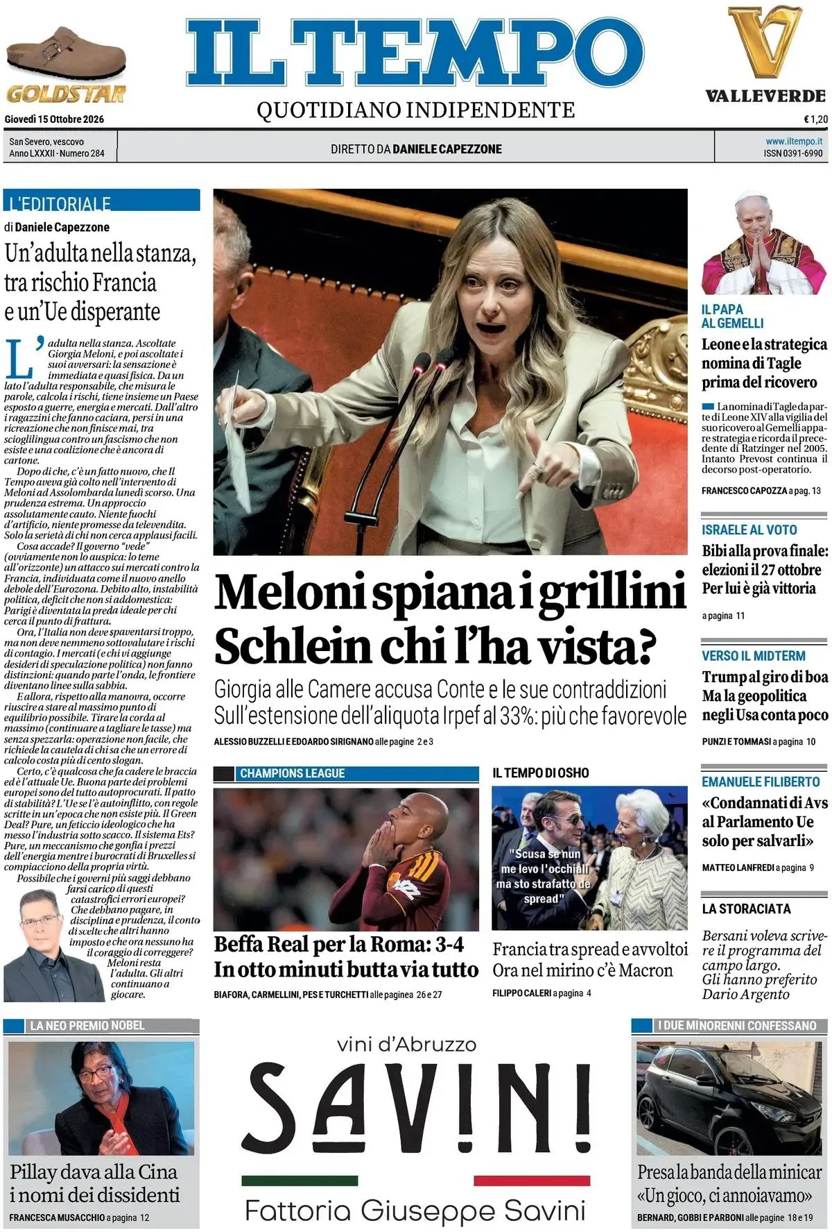 Prima-pagina-il-tempo-edizione-di-oggi-15-10-2026