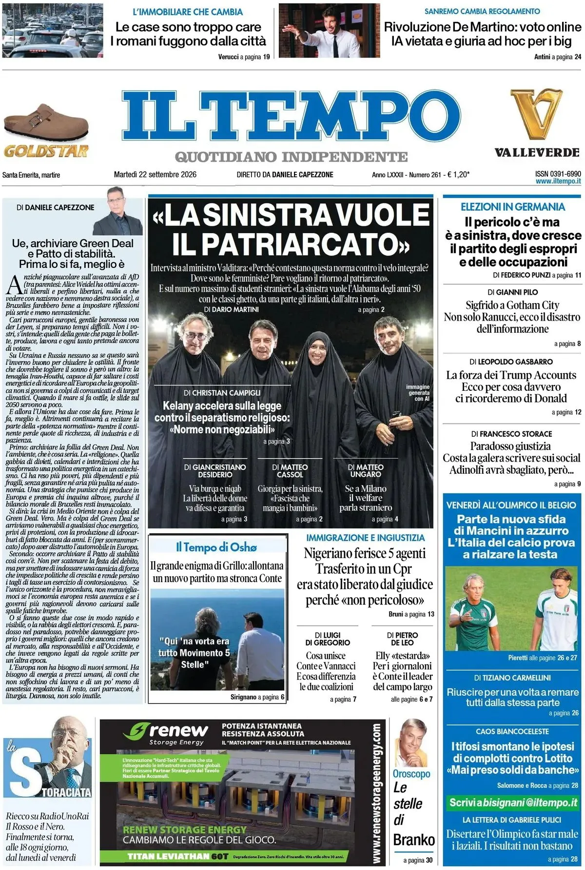 Prima-pagina-il-tempo-edizione-di-oggi-22-09-2026