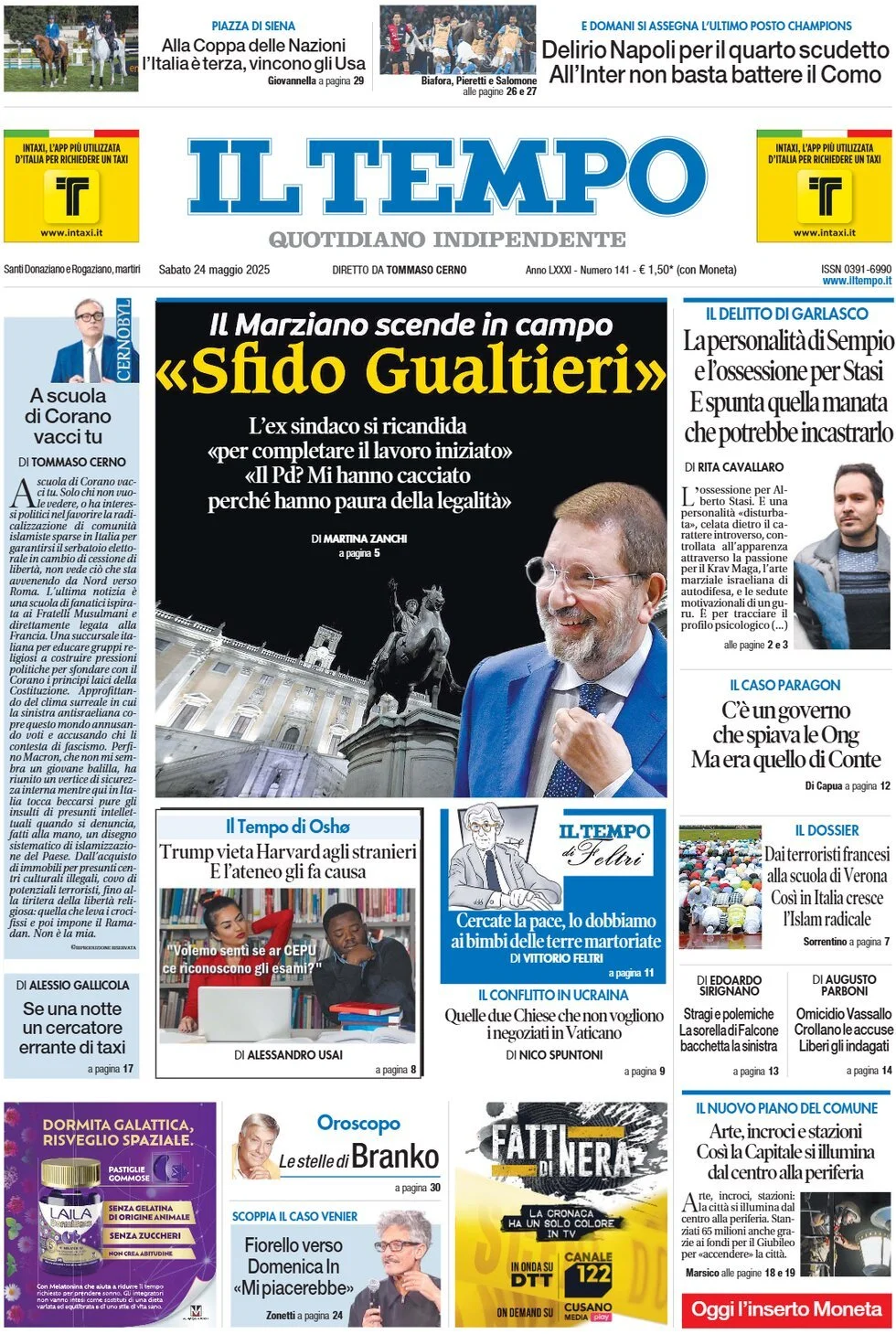 Prima-pagina-il-tempo-edizione-di-oggi-24-05-2025