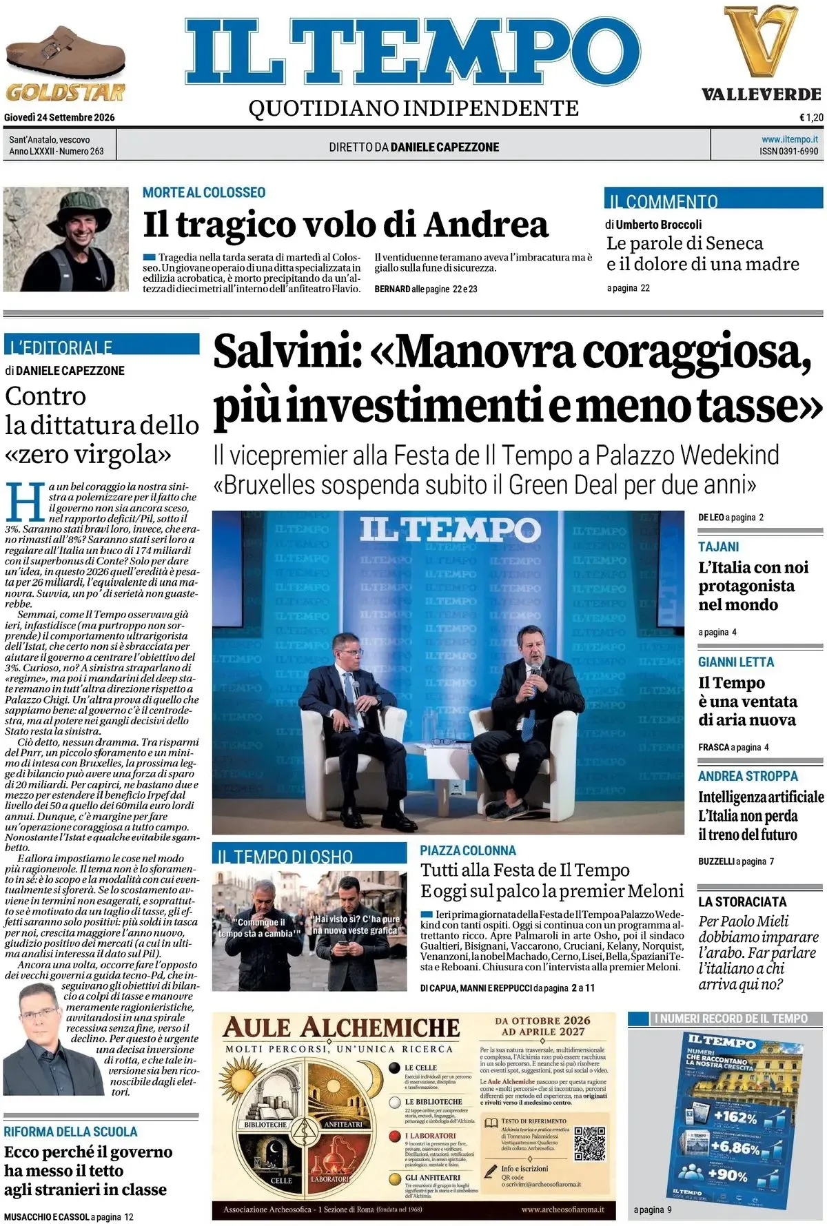 Prima-pagina-il-tempo-edizione-di-oggi-24-09-2026