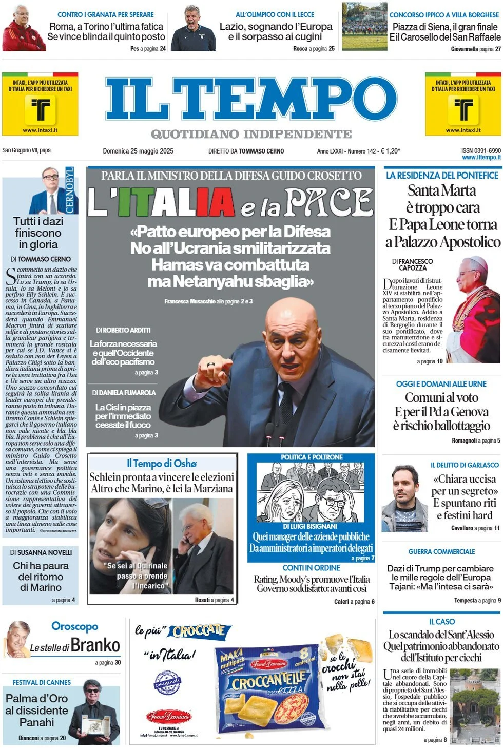 Prima-pagina-il-tempo-edizione-di-oggi-25-05-2025