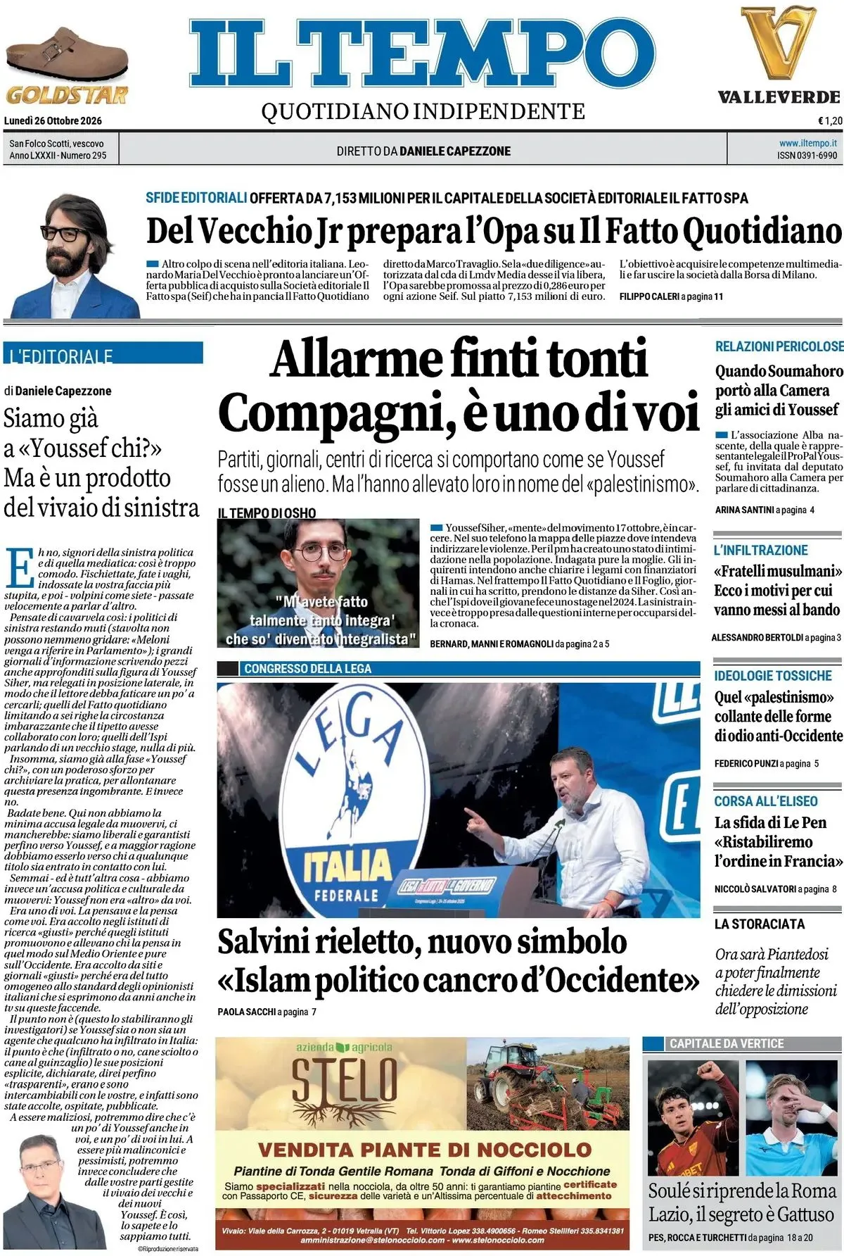 Prima-pagina-il-tempo-edizione-di-oggi-26-10-2026