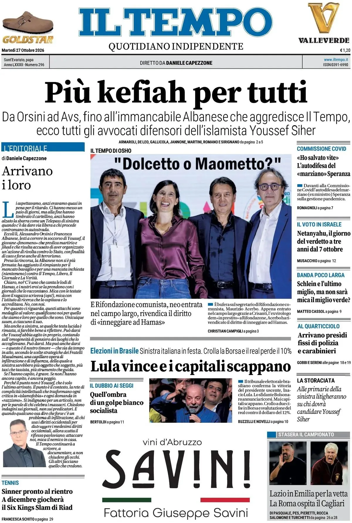Prima-pagina-il-tempo-edizione-di-oggi-27-10-2026