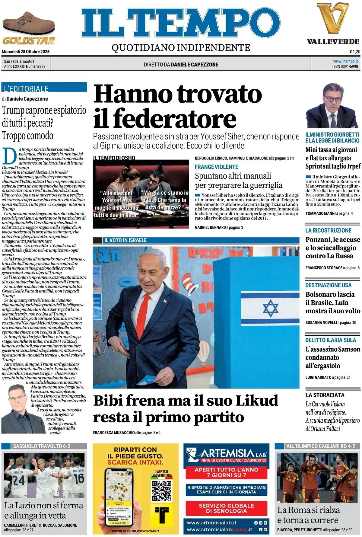 Prima-pagina-il-tempo-edizione-di-oggi-28-10-2026