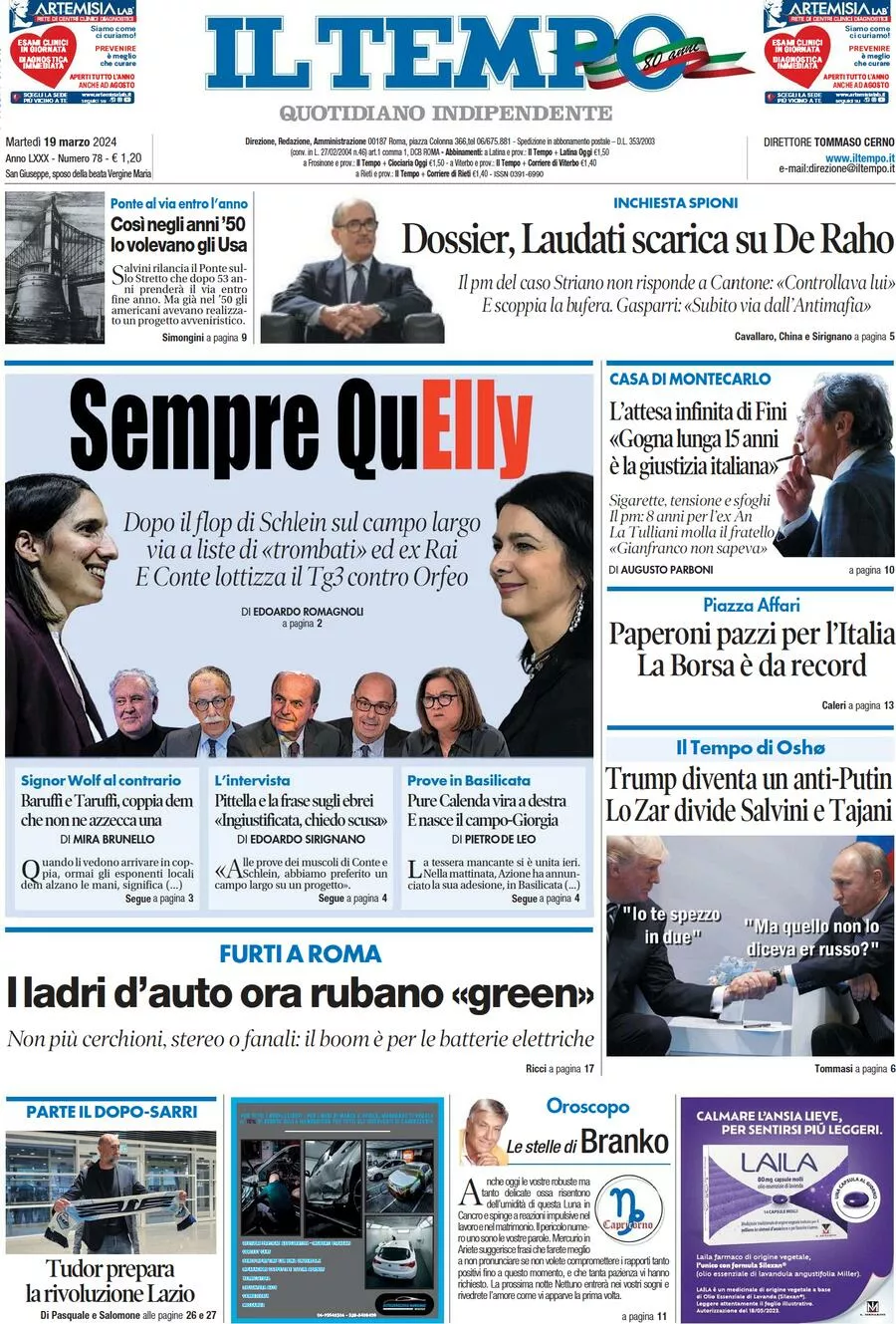 Prima-pagina-il-tempo-edizione-di-oggi-19-03-2024