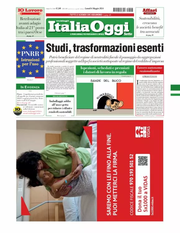 Prima-pagina-italia-oggi-edizione-del-2024-05-06