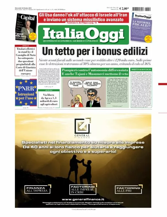 Prima-pagina-italia-oggi-edizione-del-2024-10-16
