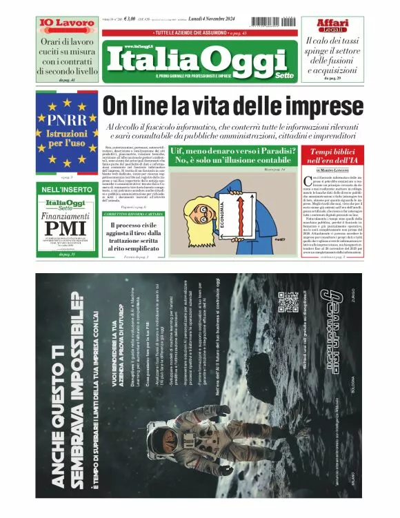 Prima-pagina-italia-oggi-edizione-del-2024-11-04