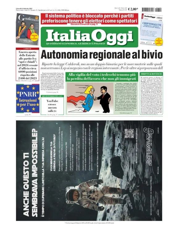 Prima-pagina-italia-oggi-edizione-del-2025-02-06