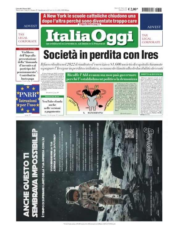 Prima-pagina-italia-oggi-edizione-del-2025-03-06