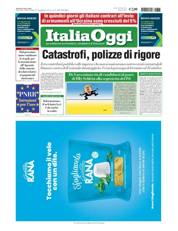 Prima-pagina-italia-oggi-edizione-del-2025-03-25