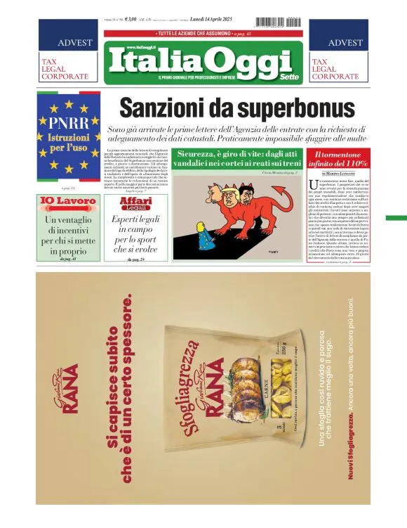 Prima-pagina-italia-oggi-edizione-del-2025-04-14