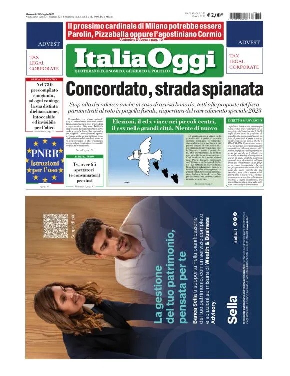 Prima-pagina-italia-oggi-edizione-del-2025-05-28