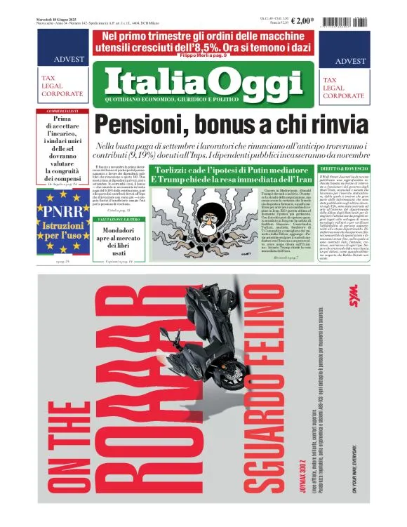 Prima-pagina-italia-oggi-edizione-del-2025-06-18