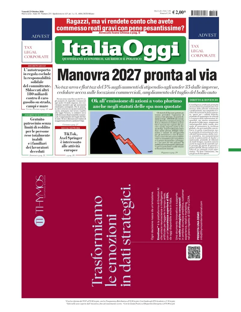 Prima-pagina-italia-oggi-edizione-del-2026-10-23