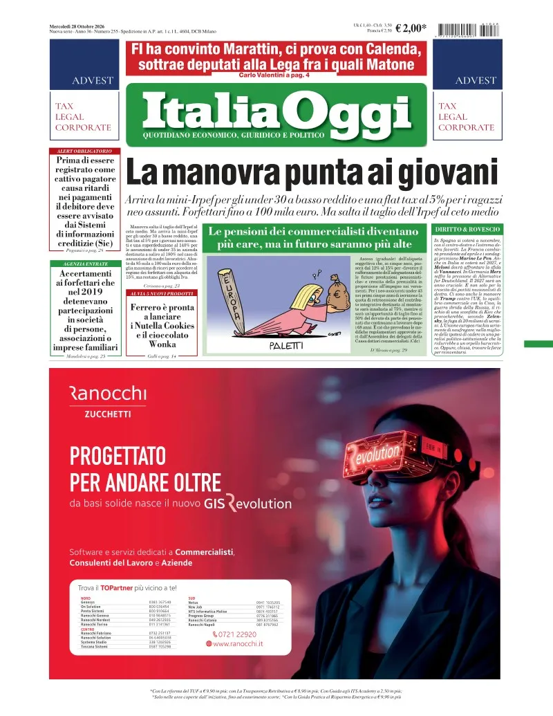 Prima-pagina-italia-oggi-edizione-del-2026-10-28