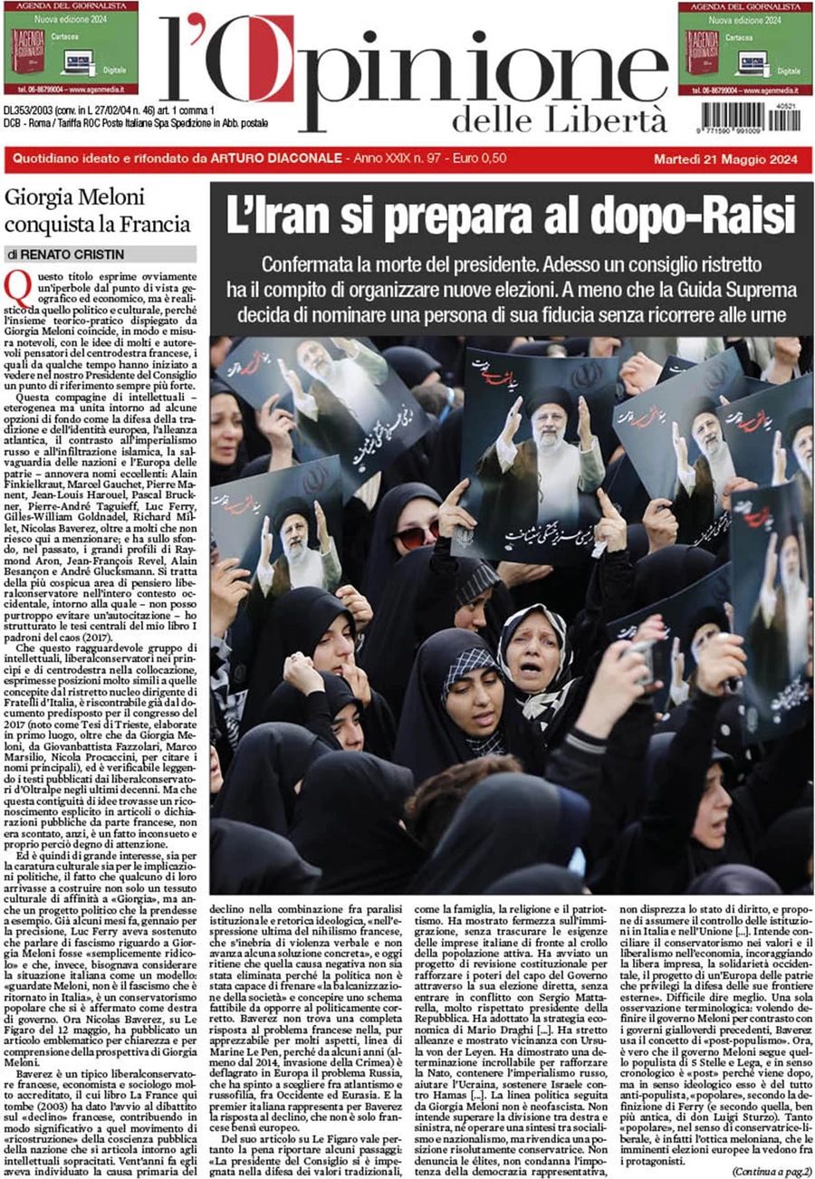 Prima-pagina-l-opinione-delle-liberta-edizione-di-oggi-21-05-2024