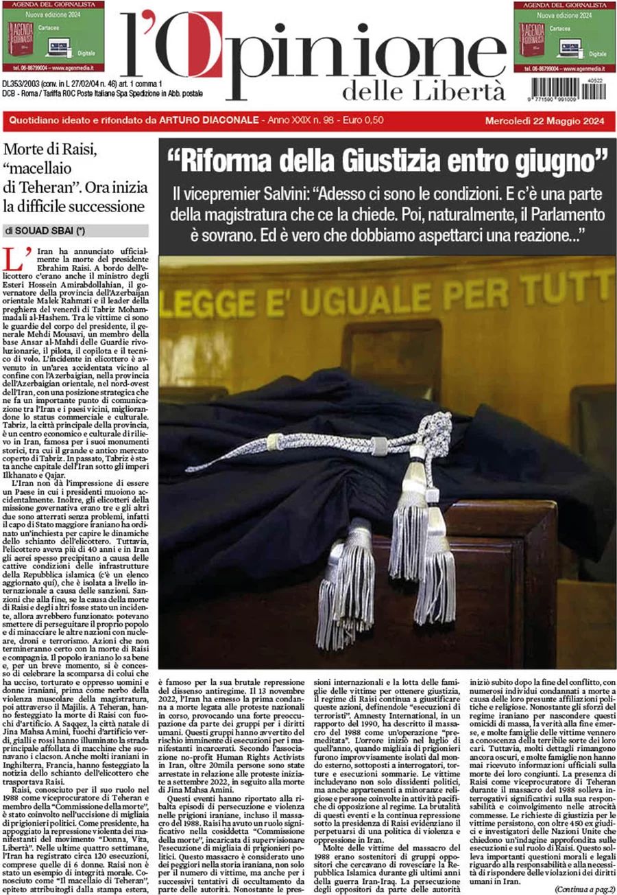 Prima-pagina-l-opinione-delle-liberta-edizione-di-oggi-22-05-2024