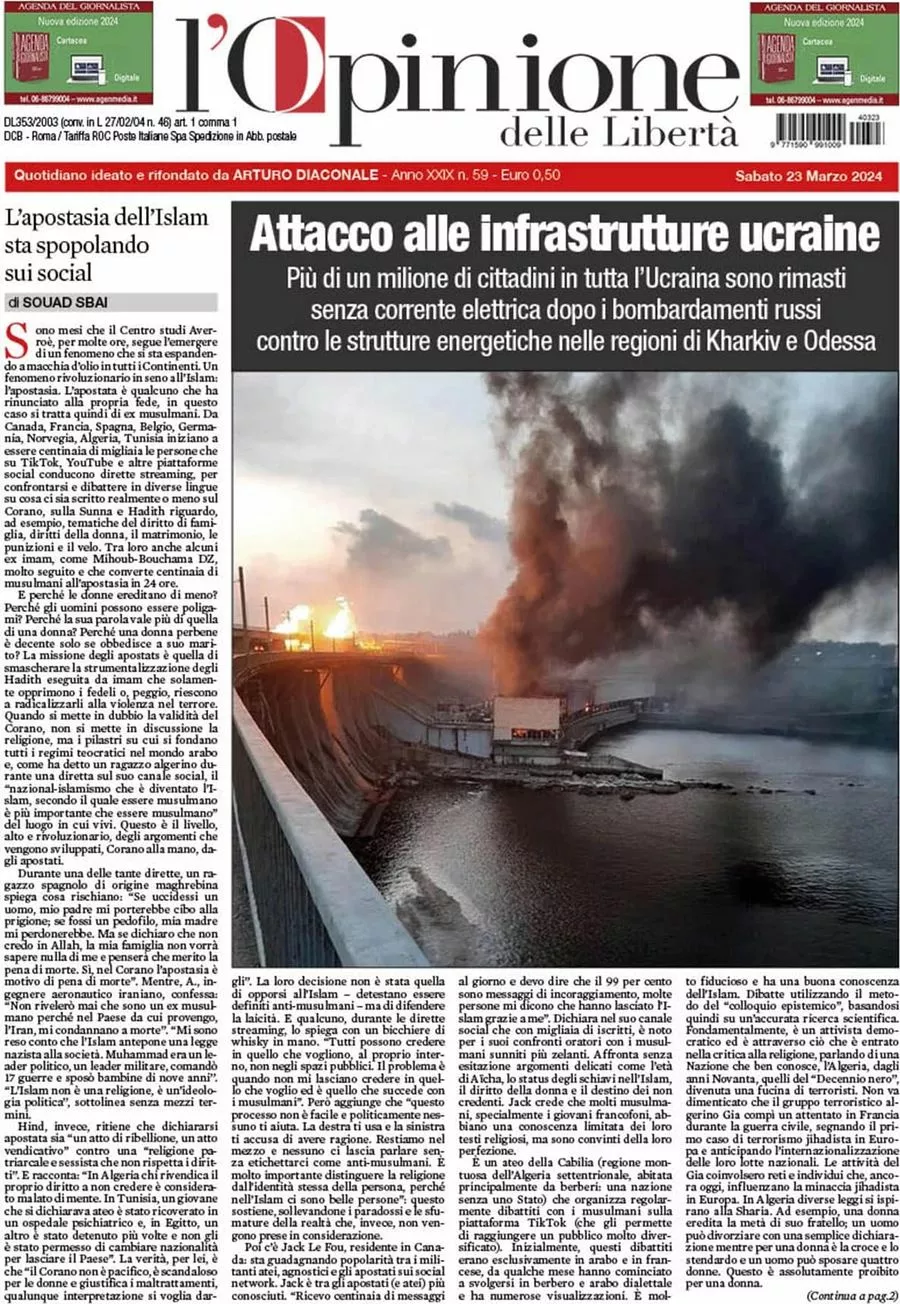 Prima-pagina-l-opinione-delle-liberta-edizione-di-oggi-23-03-2024